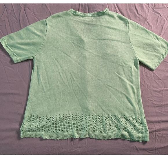 Vintage Y2K Brownstone Studio New York Green knit Top SZ 1X - Picture 5 of 7